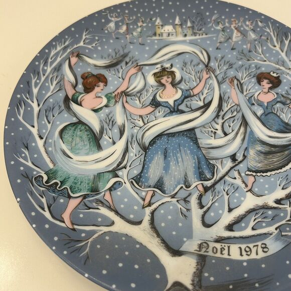 Haviland Limoges The 12 Days of Christmas Plate Nine Ladies Dancing 1978 Signed - Picture 3 of 6